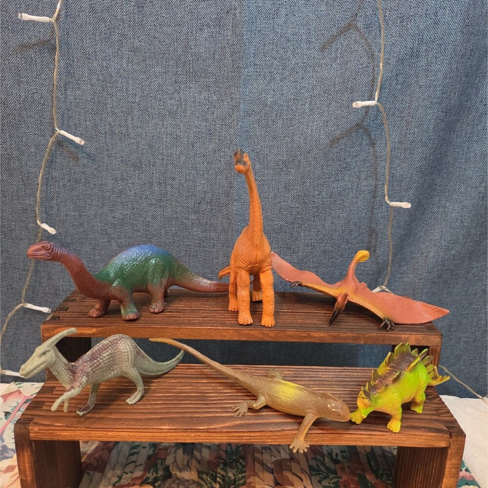 Vintage Dinosaur Figure Lot 6 Pc Plastic Prehistoric Toy Set
